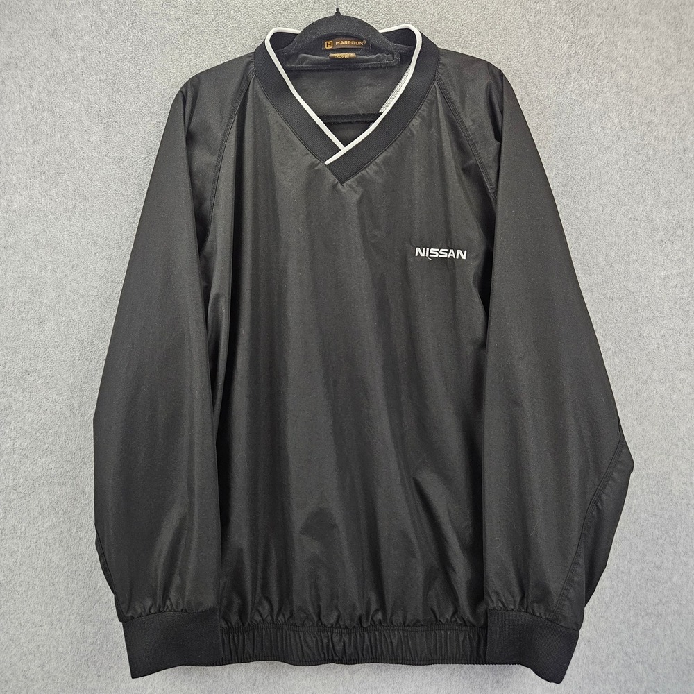 HARRITON Windshirt Pullover Mens 2XL Black Nissan Embroidered V-Neck Golf Top
